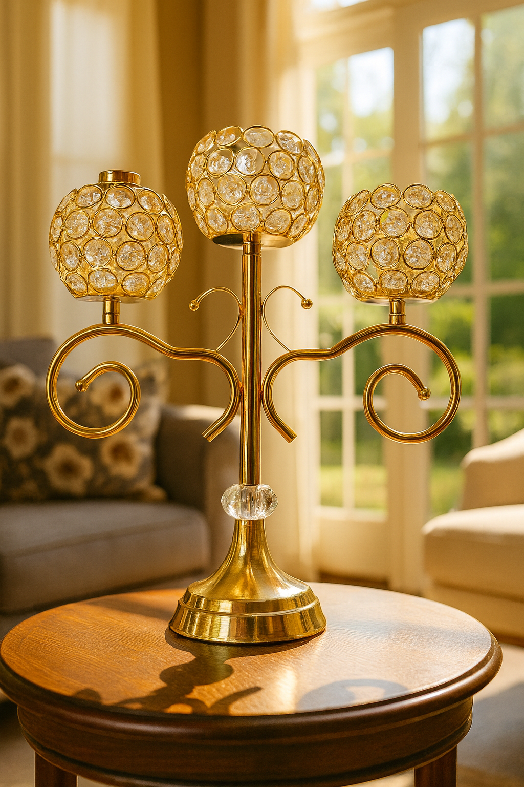 Crystal 3-Head Candle Holder