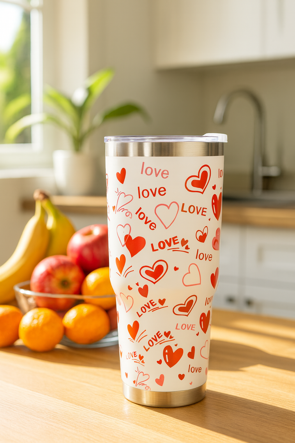 Love Print Stainless Steel Travel Tumbler