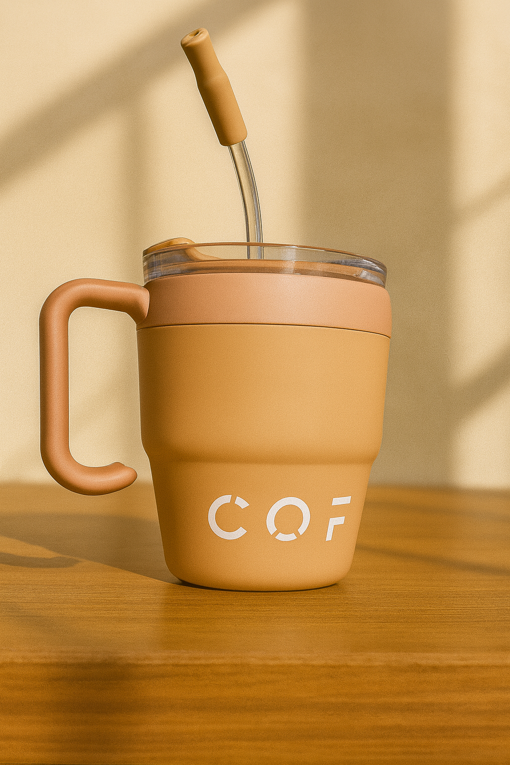 Matte Coffee Mug with Straw