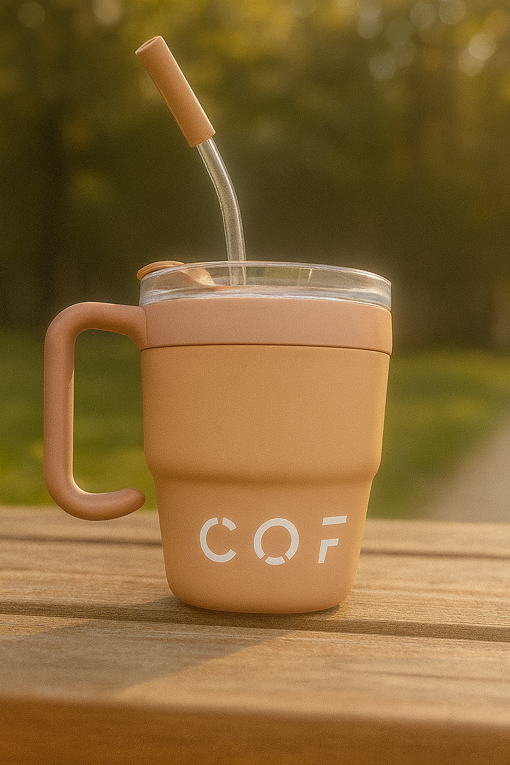 Matte Coffee Mug with Straw