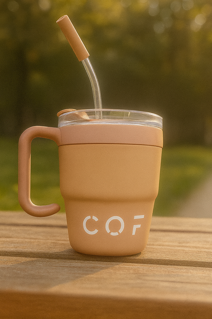 Matte Coffee Mug with Straw