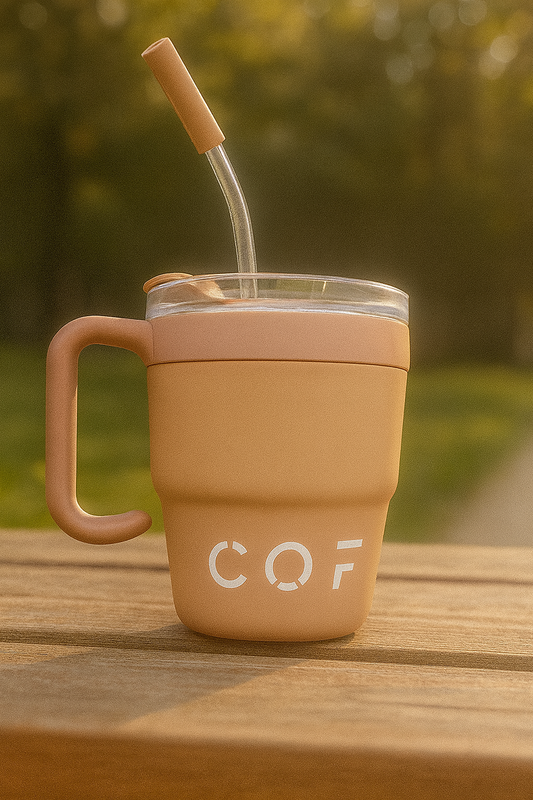 Matte Coffee Mug with Straw